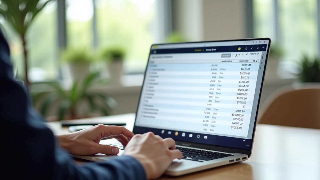 Digital budget spreadsheet on laptop screen showing monthly income and expense allocations