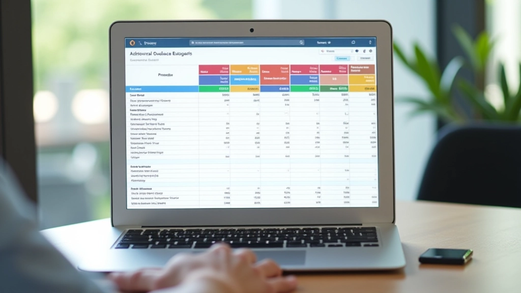 Colorful budget tracker spreadsheet with monthly expense categories and totals