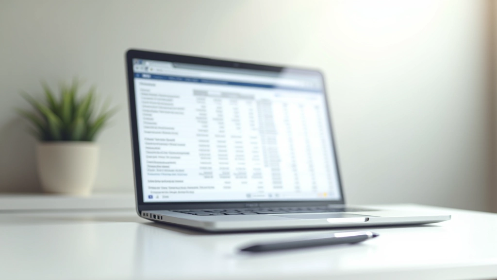 Laptop screen displaying organized expense spreadsheet with categories, amounts, and visual budget breakdown chart